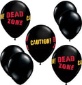 LoonBalloon Dead Zone Caution Halloween Balloons 11" Latex 6 Pack – Black and Red Party Decoration
