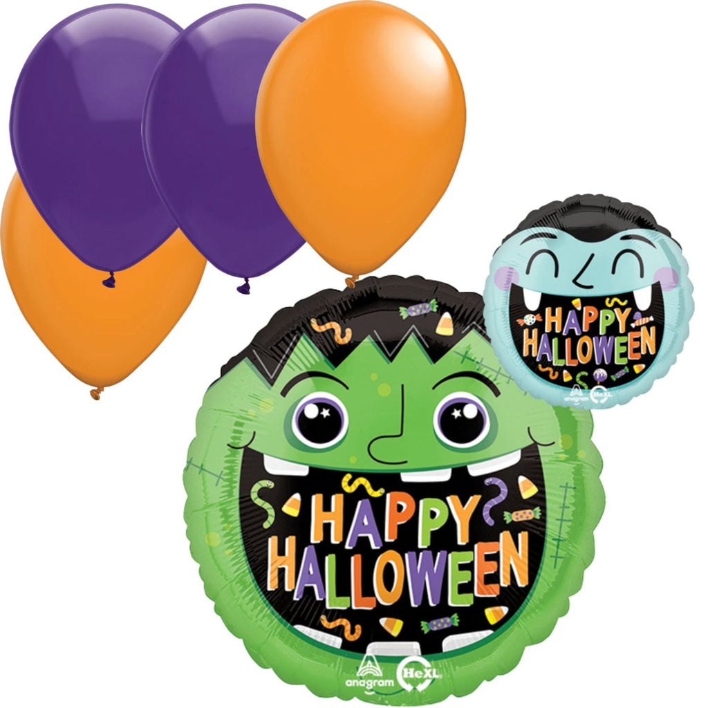LoonBalloon Standard Halloween Manor Monster Foil Balloon with 4 Latex Balloons – Spooky Party Decoration Set