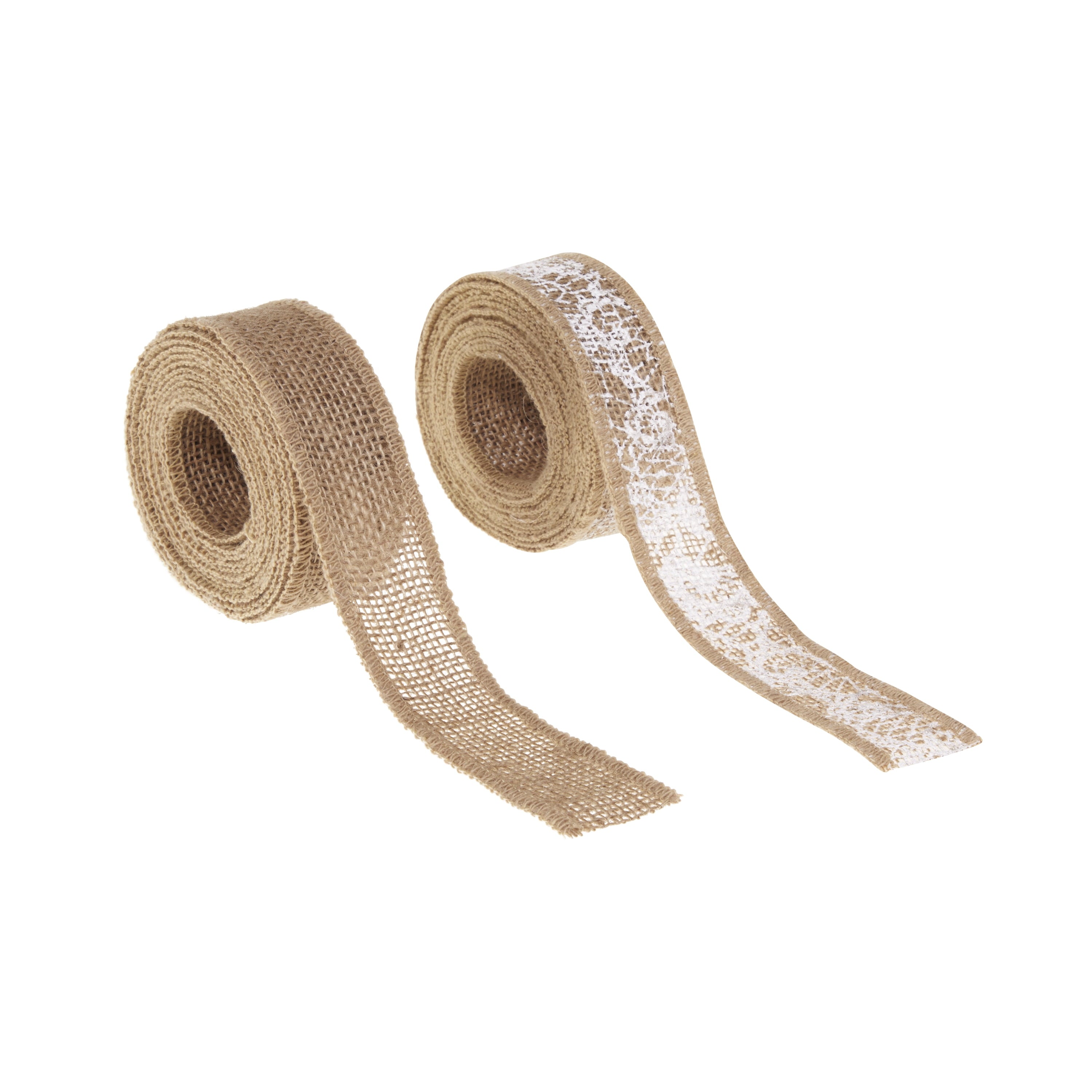 Love, Laugh, Craft Burlap Ribbon Set, 1.5"W x 3-Yds, Natural/White Stripe