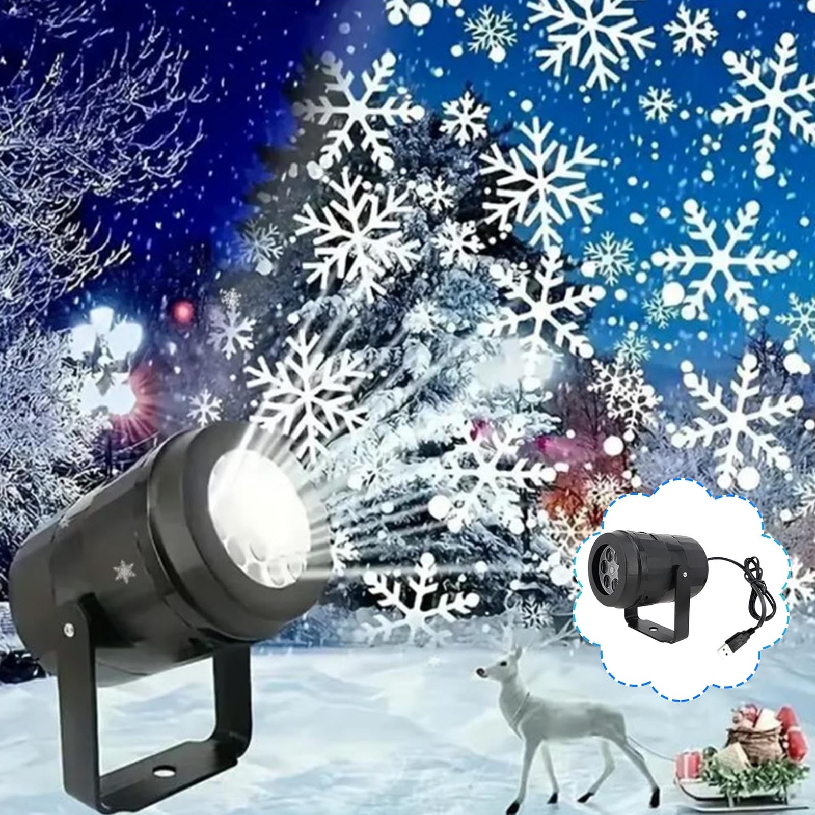 Loyerfyivos LED Christmas Snowman Snowflake HD Projection Light