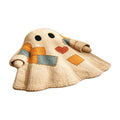 Lypsnake Patchwork Ghost Shaped Doormat,Vintage Stitched Fluffy Fabric Ghost Mat, Halloween Floor Carpet for Front Door Entrance Shower Room Fireplace Farmhouse Layout