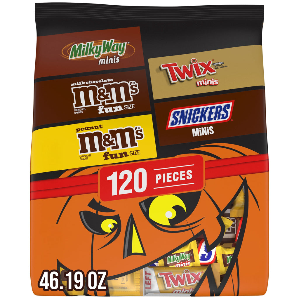 M&M's, Snickers, Twix & Milky Way Chocolate Halloween Candy Variety Pack - 120 Ct Bulk Bag