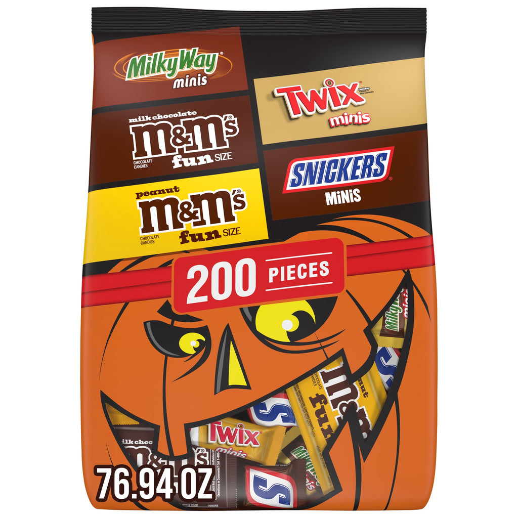 M&M's, Snickers, Twix & Milky Way Chocolate Halloween Candy Variety Pack - 200 Ct Bulk Bag