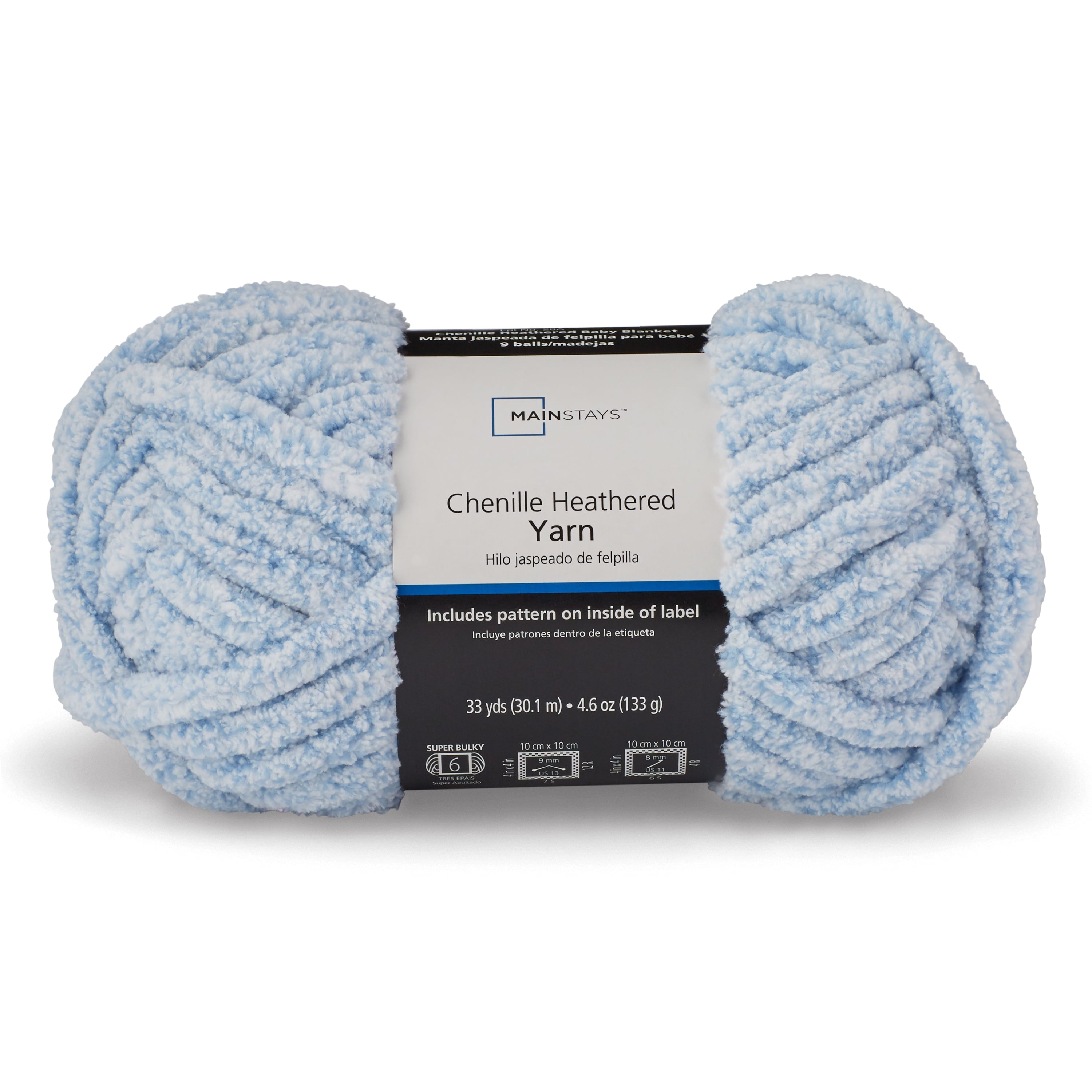 Mainstays Chenille Heathered Yarn Multi-Pastel, 33 Yards, 100 Percent Polyester, Super Bulky Weight