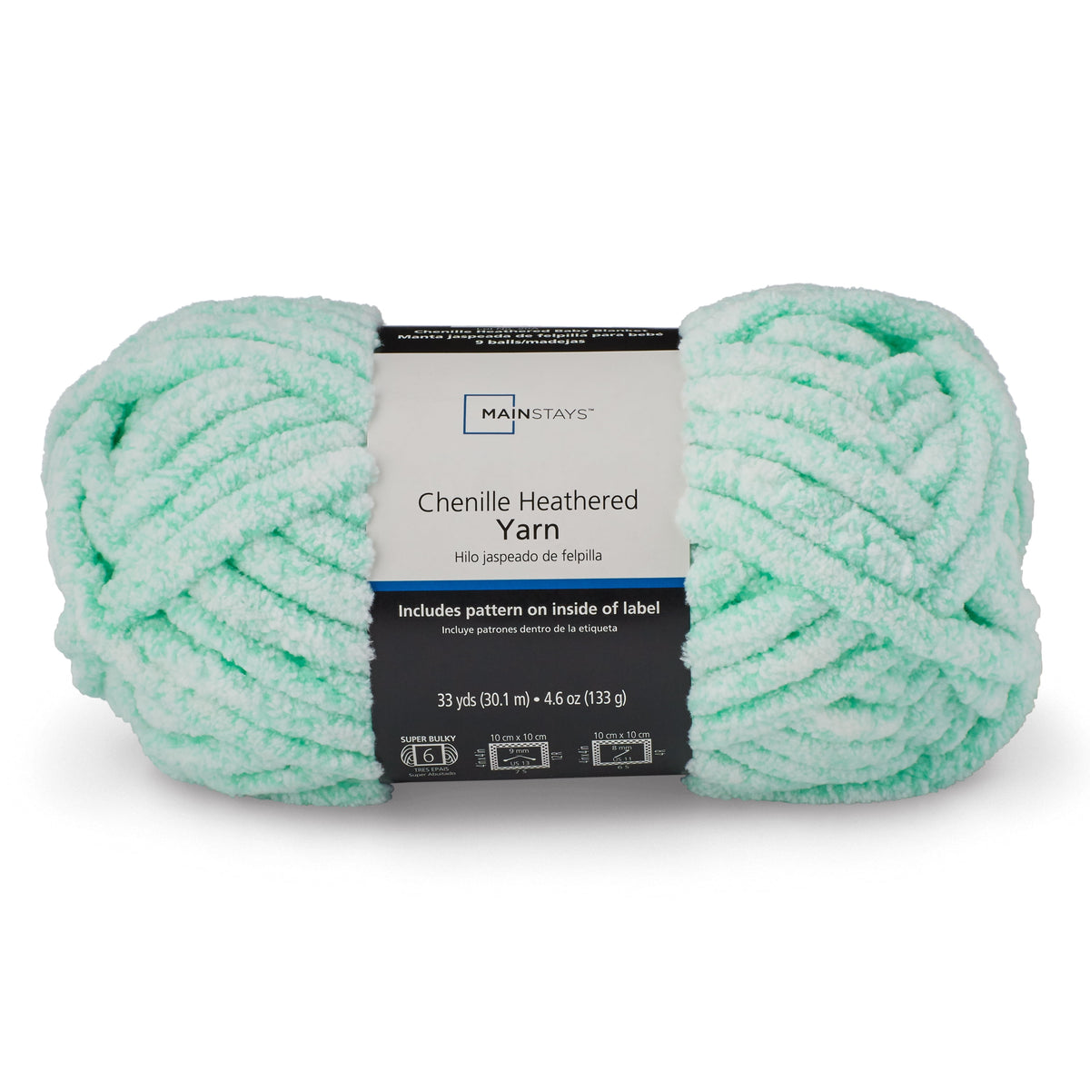 Mainstays Chenille Heathered Yarn Multi-Pastel, 33 Yards, 100 Percent Polyester, Super Bulky Weight