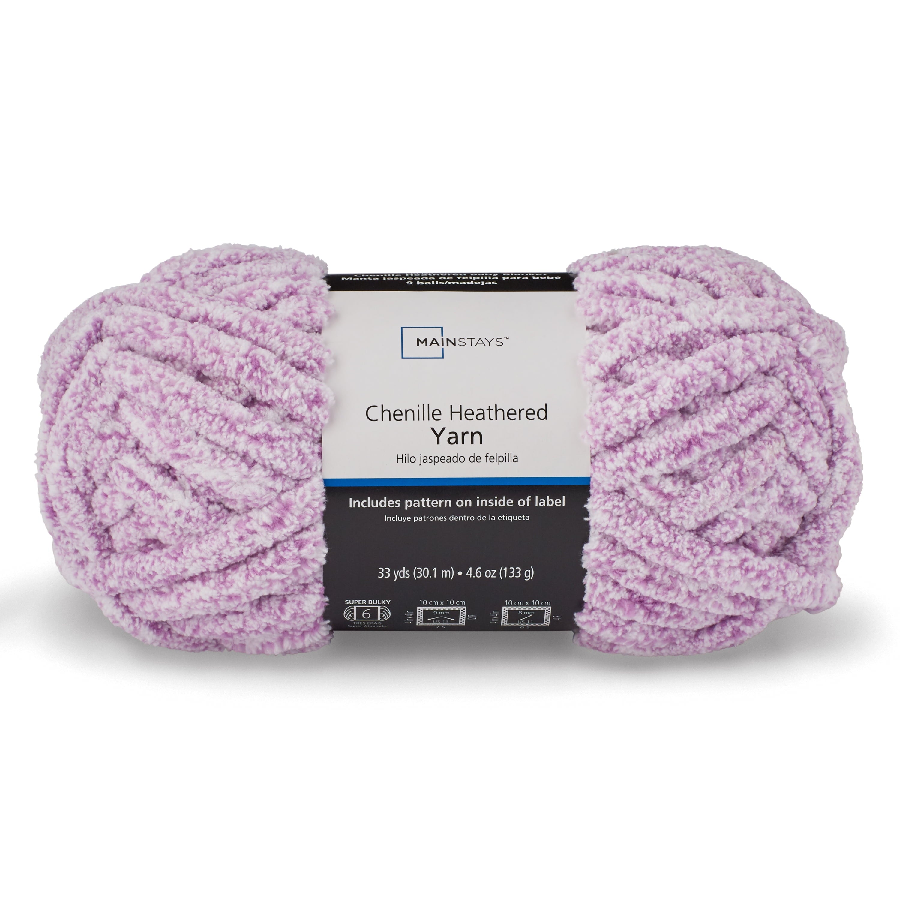 Mainstays Chenille Heathered Yarn Multi-Pastel, 33 Yards, 100 Percent Polyester, Super Bulky Weight