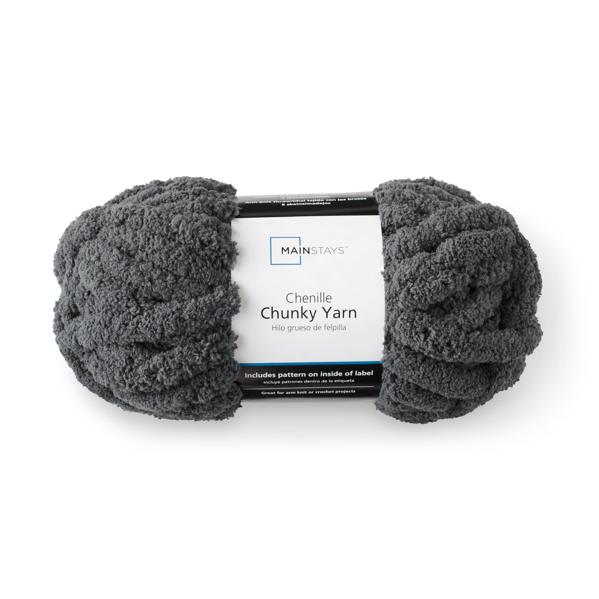 Mainstays Chunky Chenille Yarn, 31.7 yd, Ivory, 100% Polyester, Super Bulky
