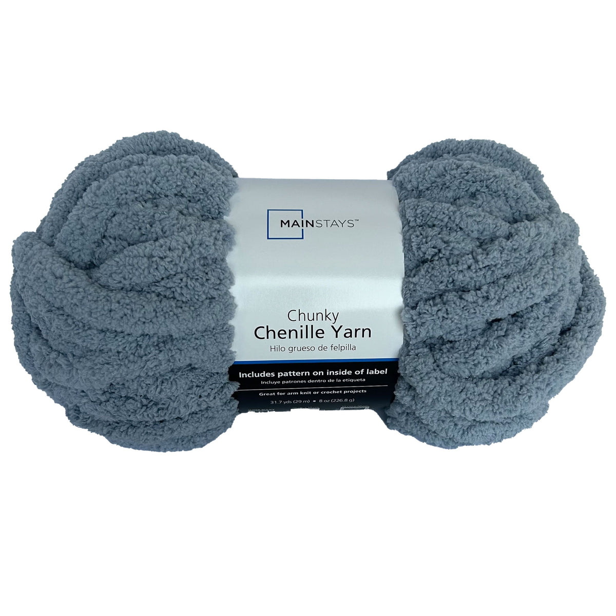 Mainstays Chunky Chenille Yarn, 31.7 yd, Ivory, 100% Polyester, Super Bulky