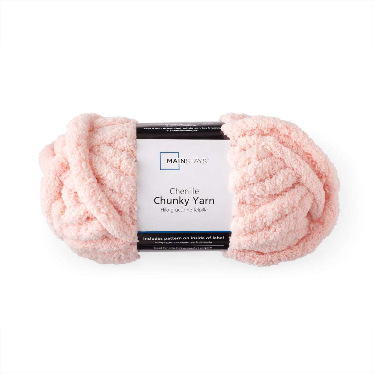 Mainstays Chunky Chenille Yarn, 31.7 yd, Ivory, 100% Polyester, Super Bulky