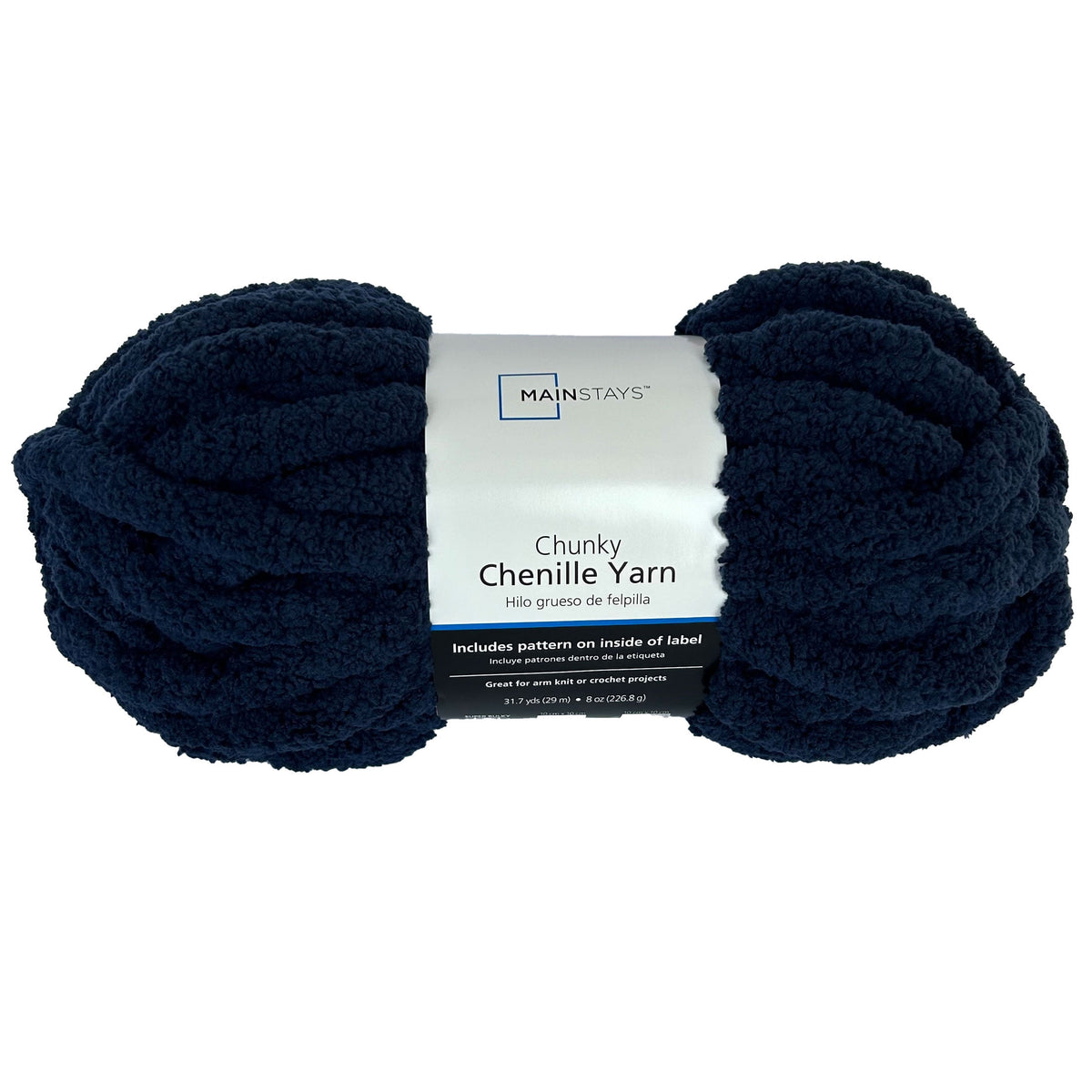 Mainstays Chunky Chenille Yarn, 31.7 yd, Ivory, 100% Polyester, Super Bulky