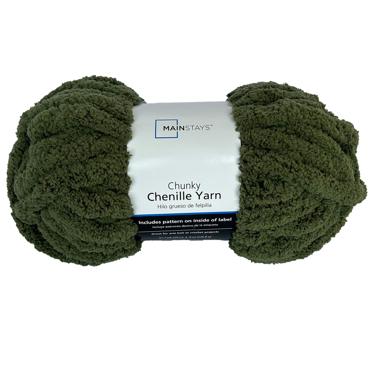Mainstays Chunky Chenille Yarn, 31.7 yd, Ivory, 100% Polyester, Super Bulky