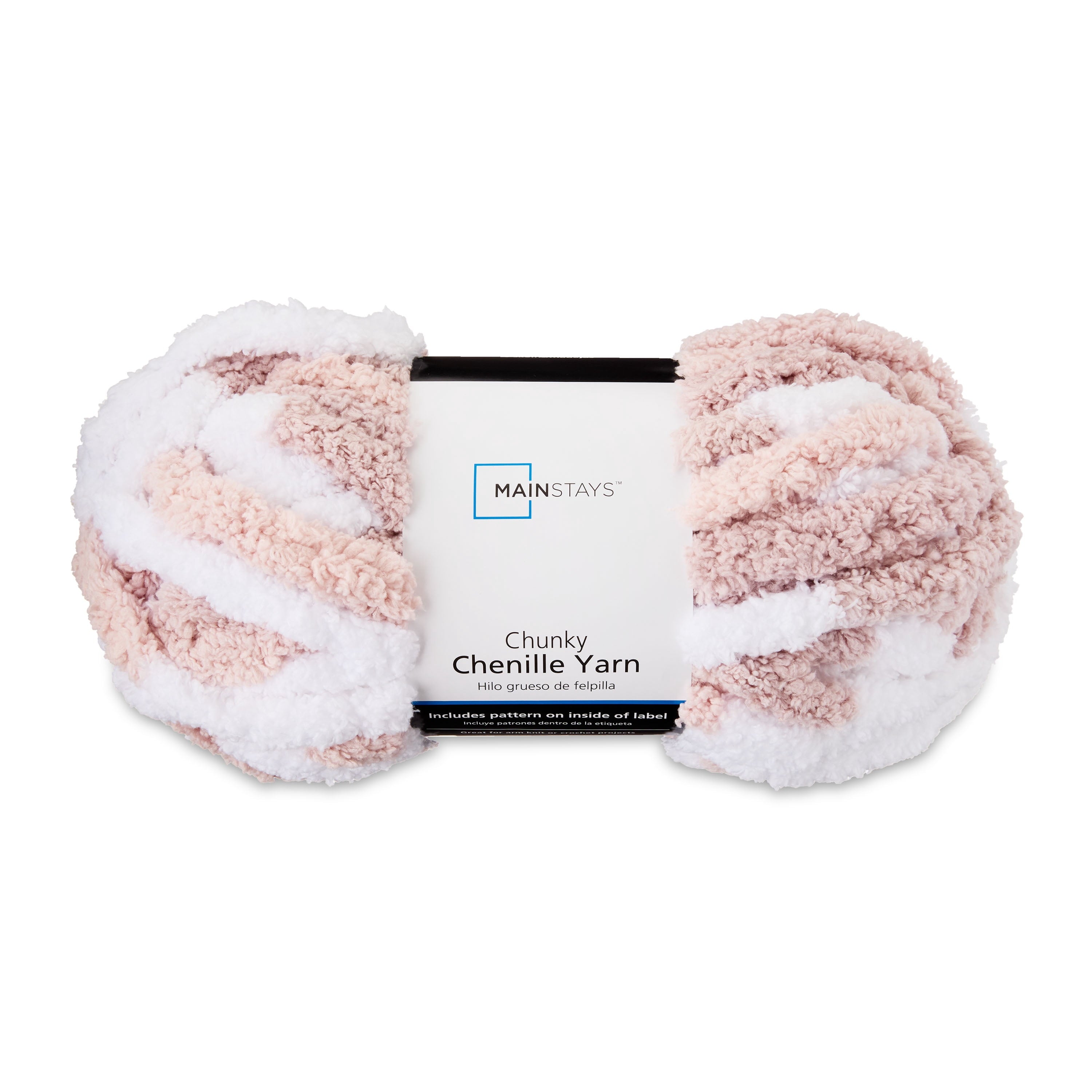 Mainstays Chunky Chenille Yarn, 31.7 yd, Ivory, 100% Polyester, Super Bulky