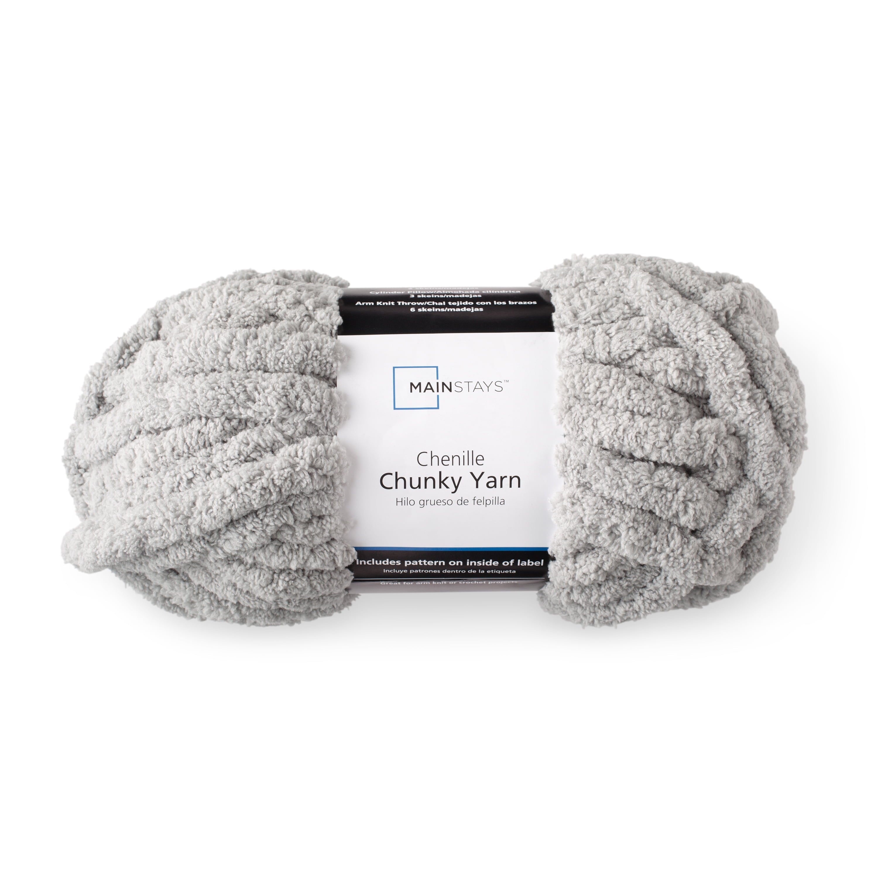 Mainstays Chunky Chenille Yarn, 31.7 yd, Ivory, 100% Polyester, Super Bulky