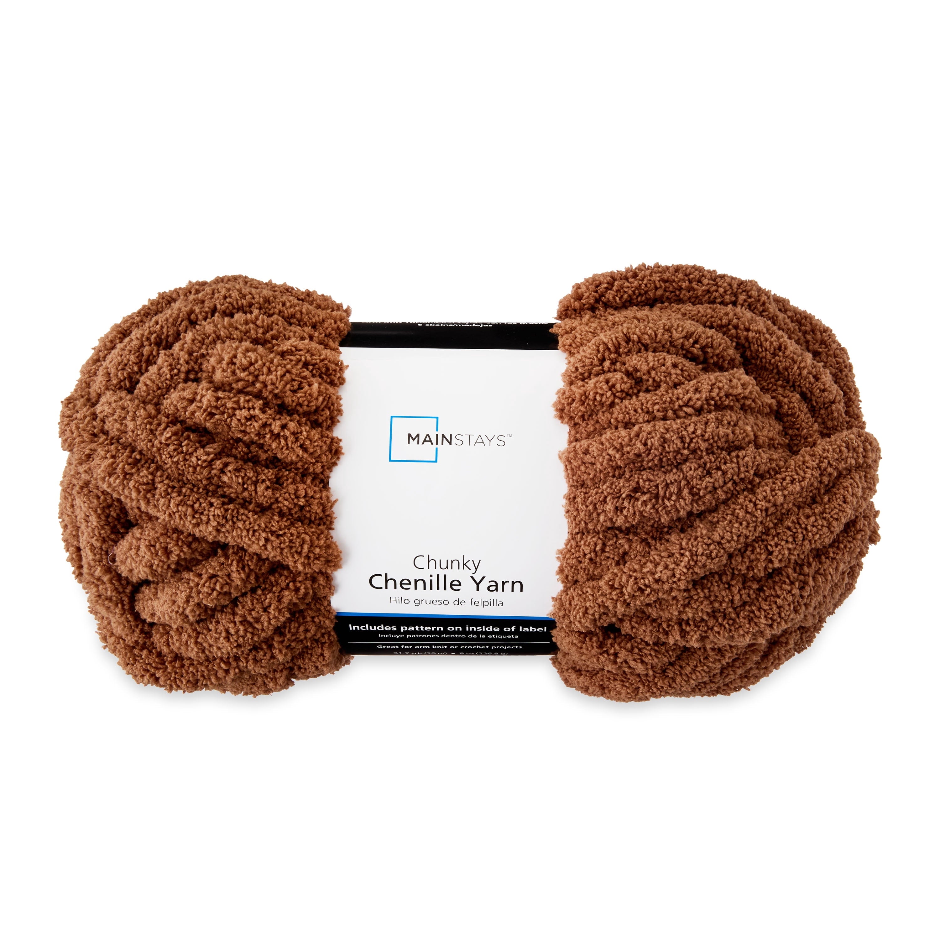 Mainstays Chunky Chenille Yarn, 31.7 yd, Ivory, 100% Polyester, Super Bulky