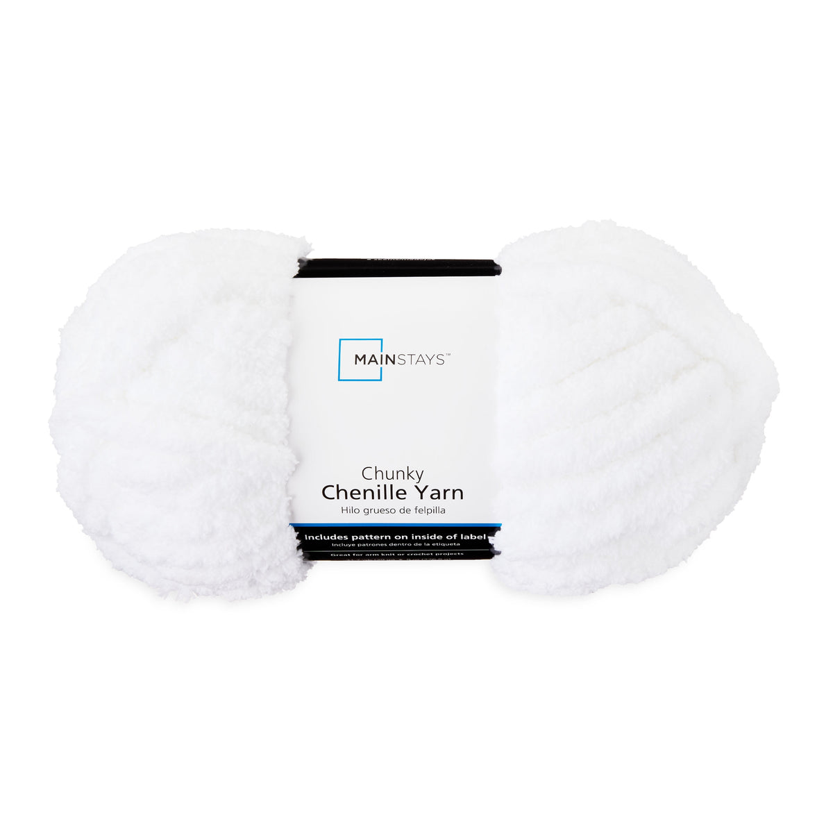 Mainstays Chunky Chenille Yarn, 31.7 yd, Ivory, 100% Polyester, Super Bulky