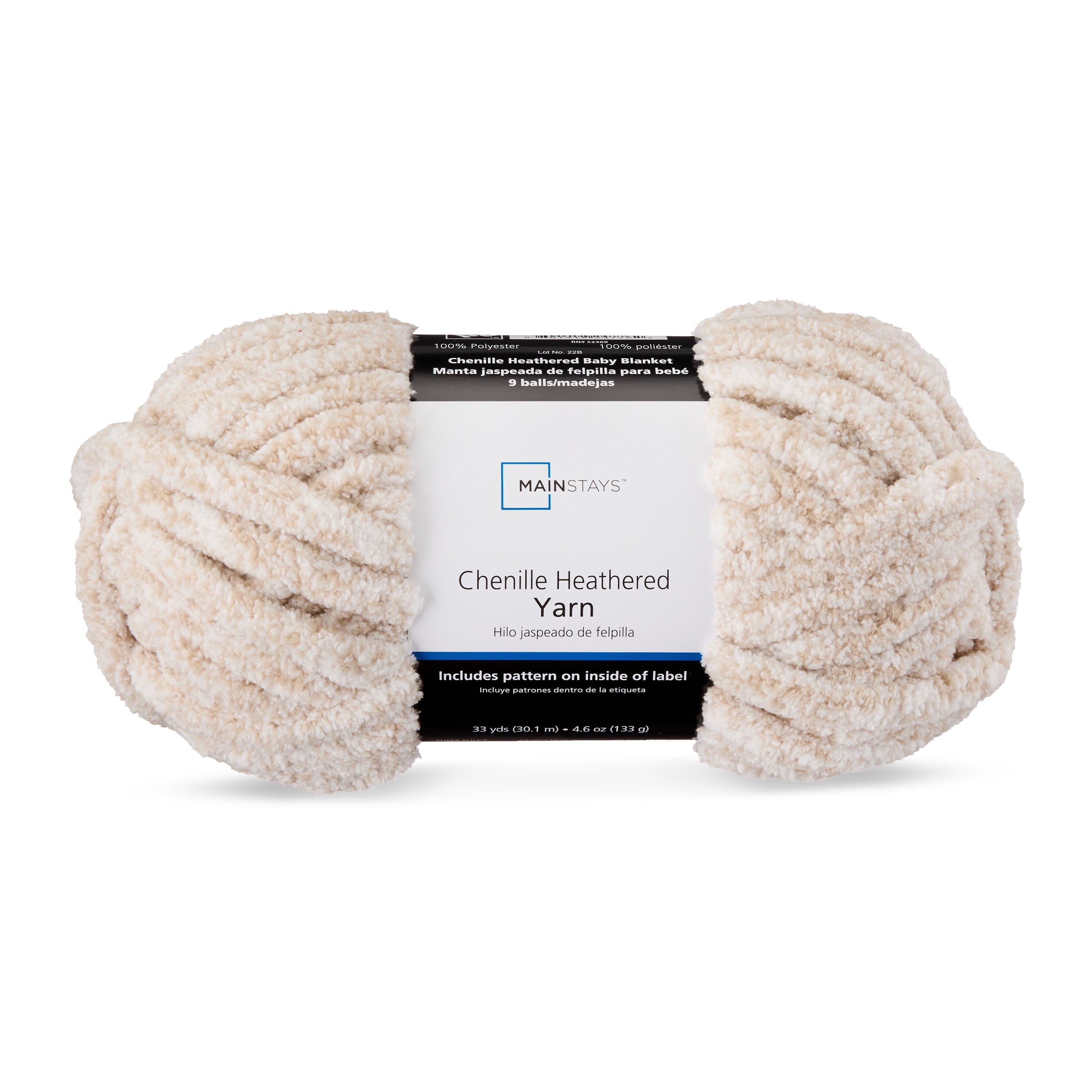 Mainstays Chenille Heathered Yarn Multi-Pastel, 33 Yards, 100 Percent Polyester, Super Bulky Weight