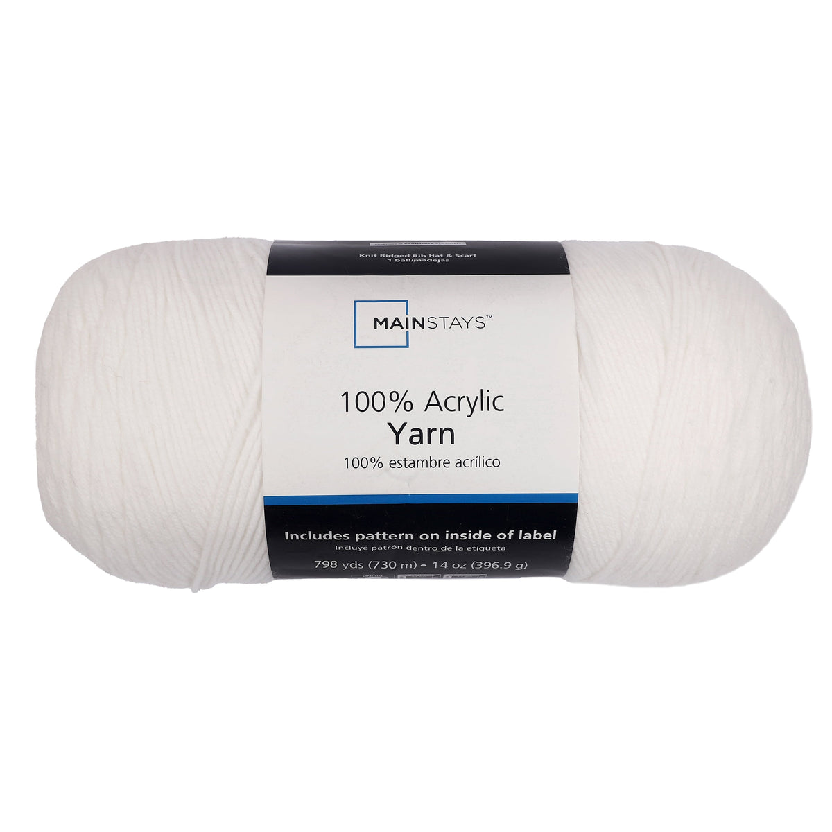Mainstays Medium Acrylic Yarn, White, 14 oz, 798 yd