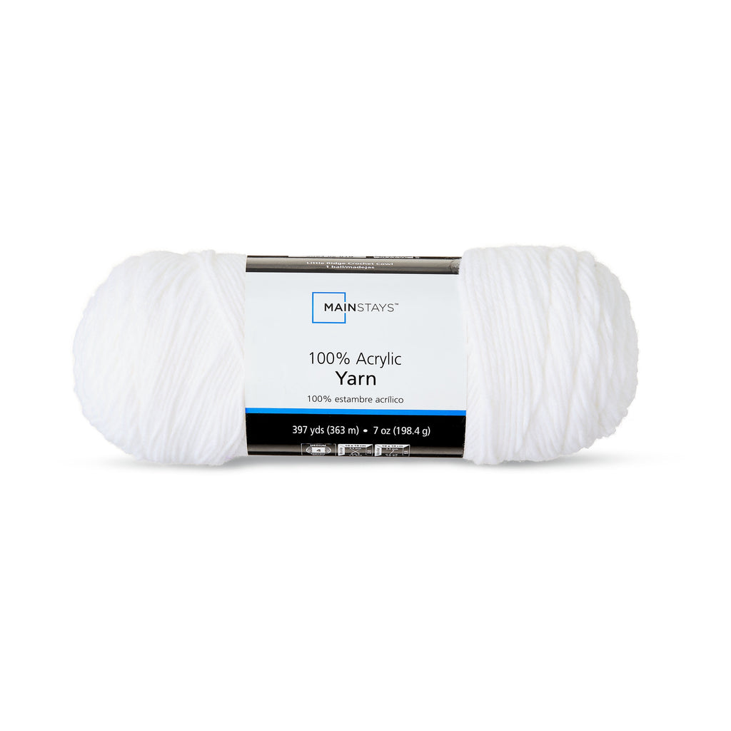 Mainstays Medium 4 Acrylic Yarn, White, 7 oz, 397 Yards
