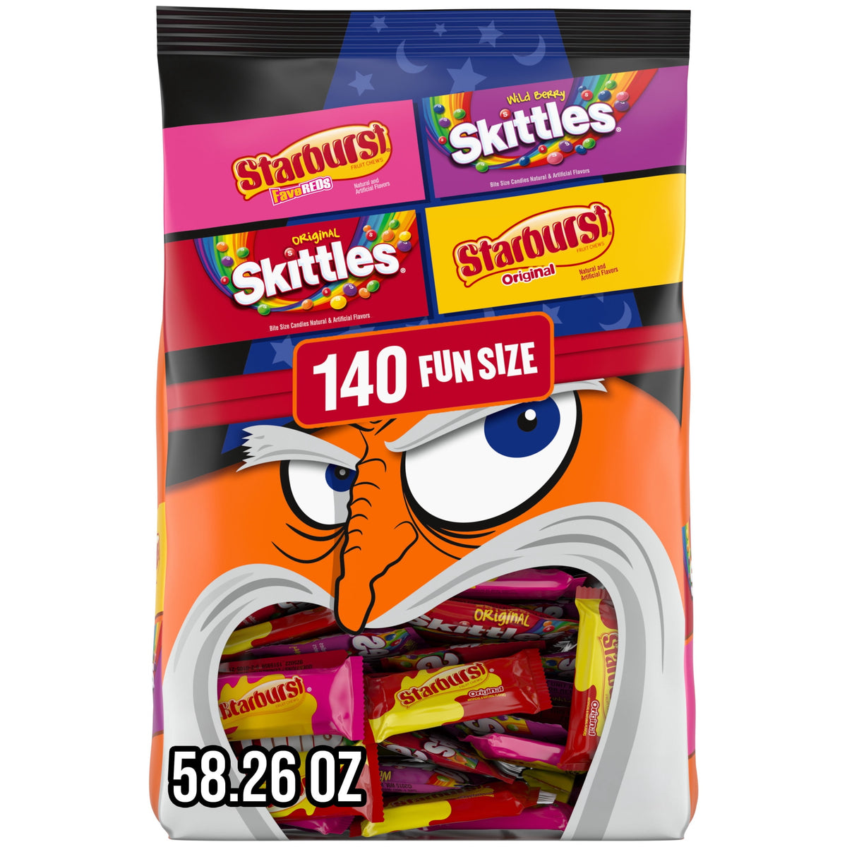 Skittles & Starburst Fun Size Chewy Halloween Candy Variety Pack - 140 Ct Bulk Bag