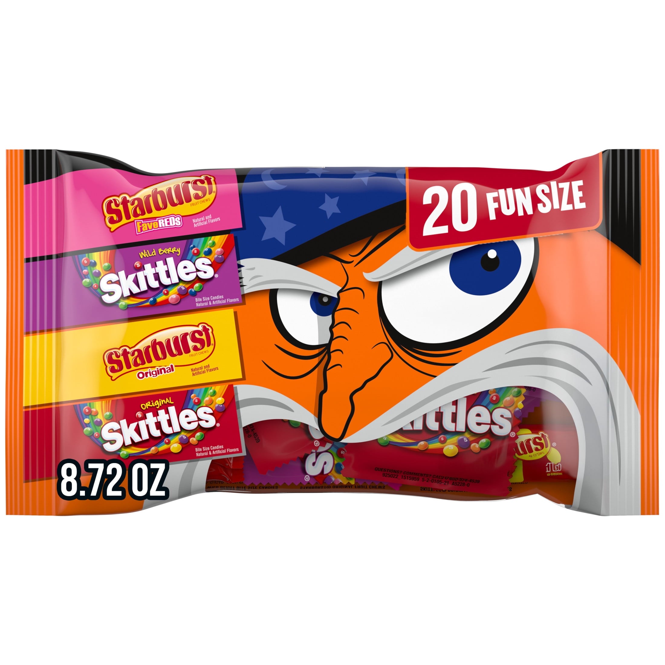 Skittles & Starburst Fun Size Chewy Halloween Candy Variety Pack, 20 Ct Bulk Bag