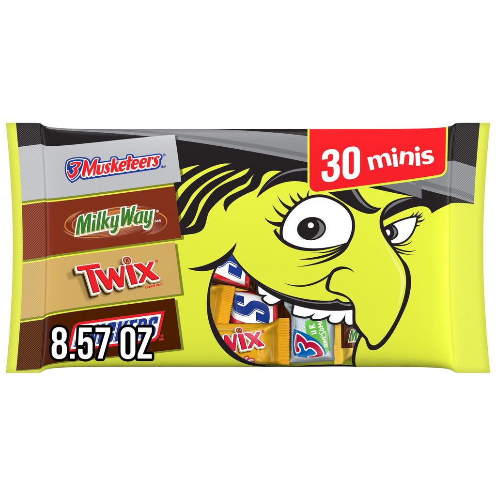 Snickers, Twix, Milky Way & 3 Musketeers Minis Halloween Candy - 30 Ct, 8.57 Oz Bag