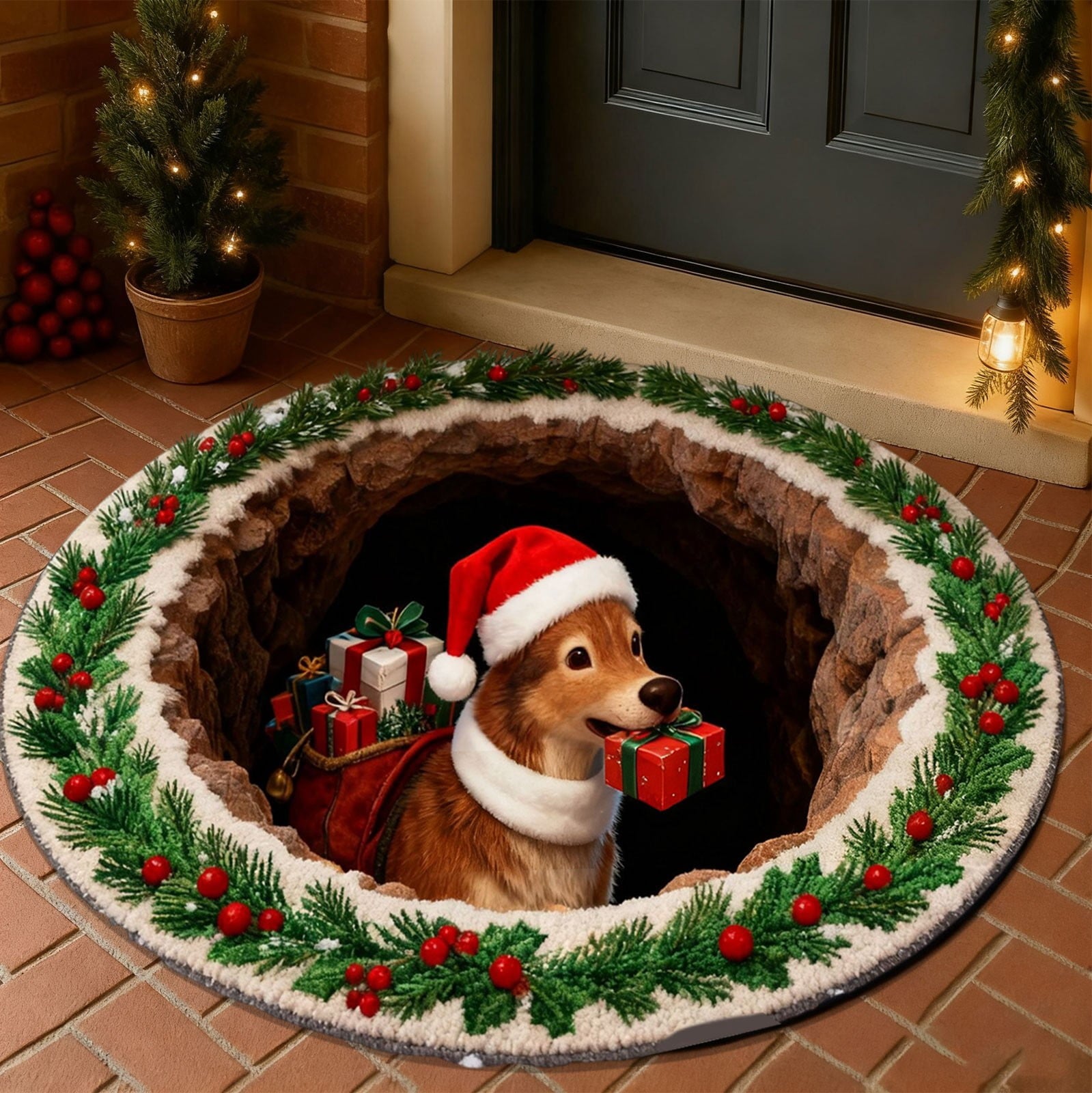 Mats Savings YZEGDCH Christmas Reindeer Rugs- Green Rugs for Living Room Christmas Doormat Indoor Outdoor Entrance Floor Rug Non Slip Winter Christmas Decor Rubber Welcome Mats