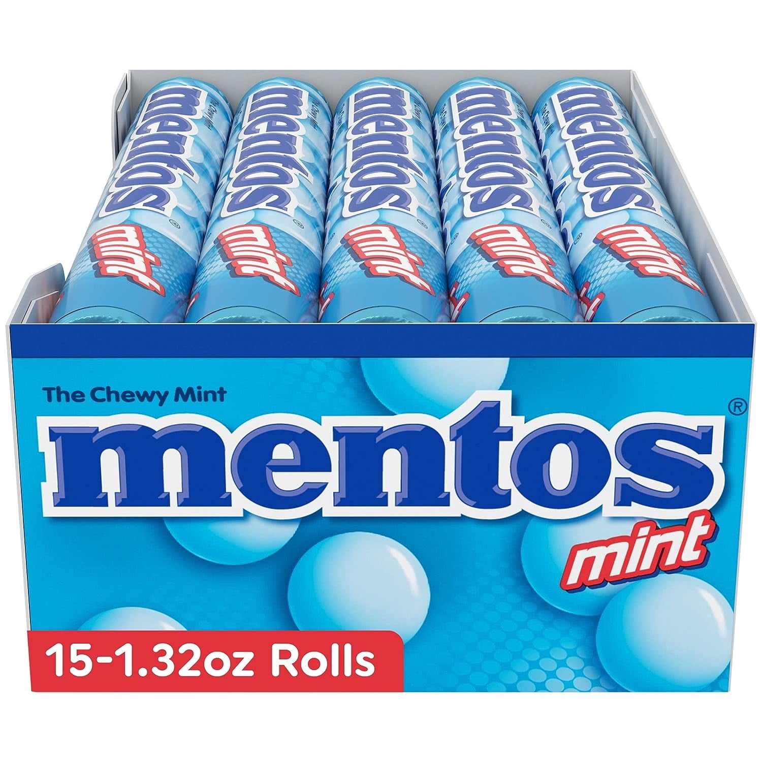 Mentos Chewy Mint Candy Roll, Mint, Peanut and Tree Nut Free, 1.32 oz, 15 Count