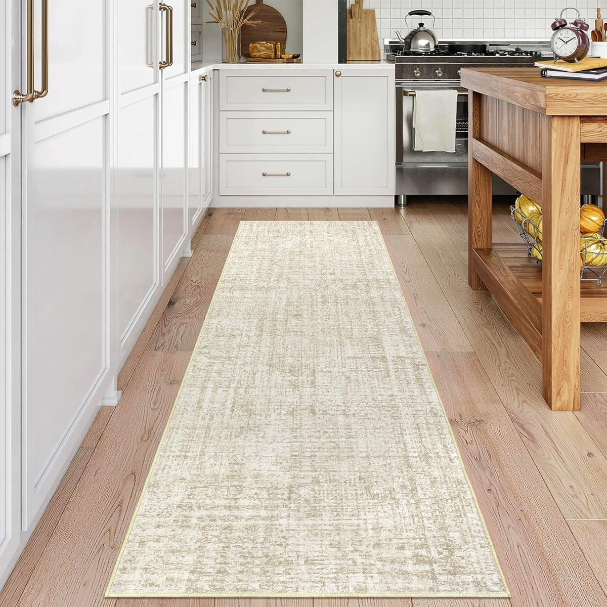 Modern Runner Rugs 2x6 Narrow Solid Color Hallway Rugs, Non-Shedding Low Pile Accent Carpet, Foldable Ultra-Thin Indoor Floor Cover for Laundry Room, Bedroom, Kitchen, Beige Brown