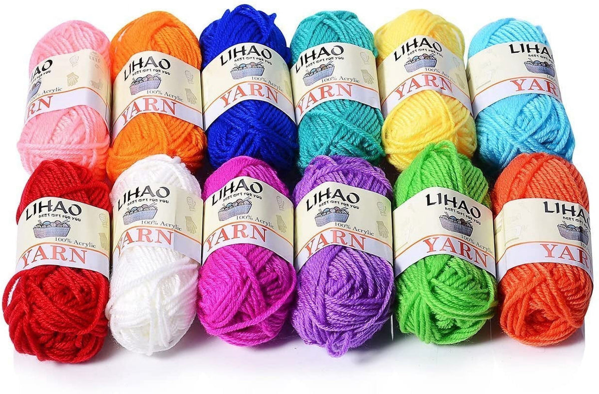 Moncolis 12 Skeins Mini Yarn for Knitting Crochet Craft - 100% Acrylic,0.53oz/15g,28 Yards/Roll