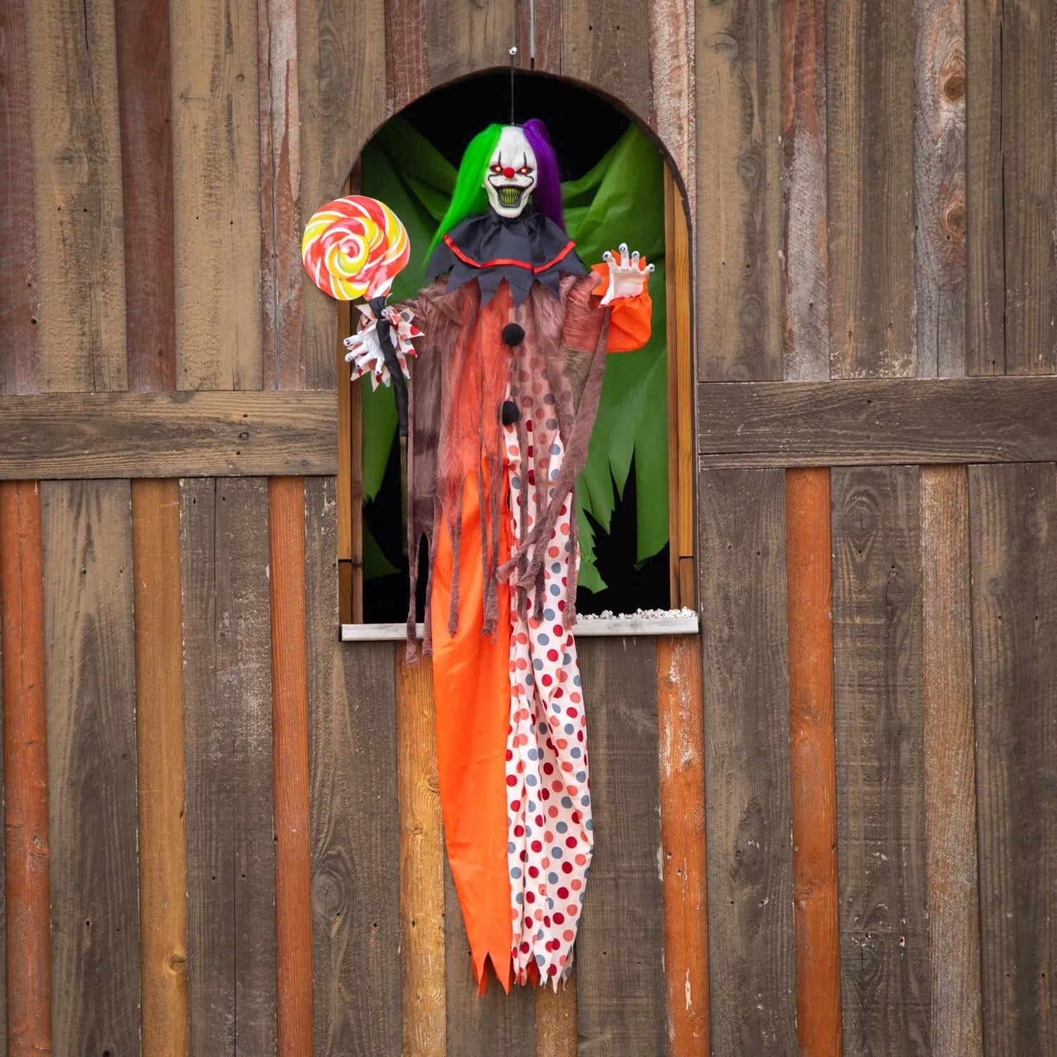 4 Ft. 5 1/4" Hanging Light-Up Clown Animated Prop Halloween Decoration