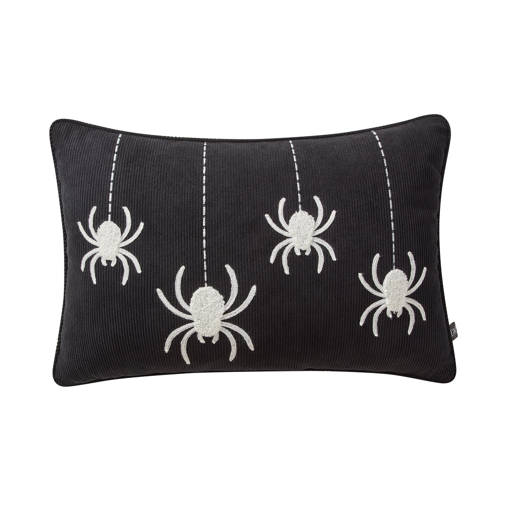 My Texas House Halloween Hanging Spiders Oblong Decorative Pillow, Black and Ivory, 14" x 20"