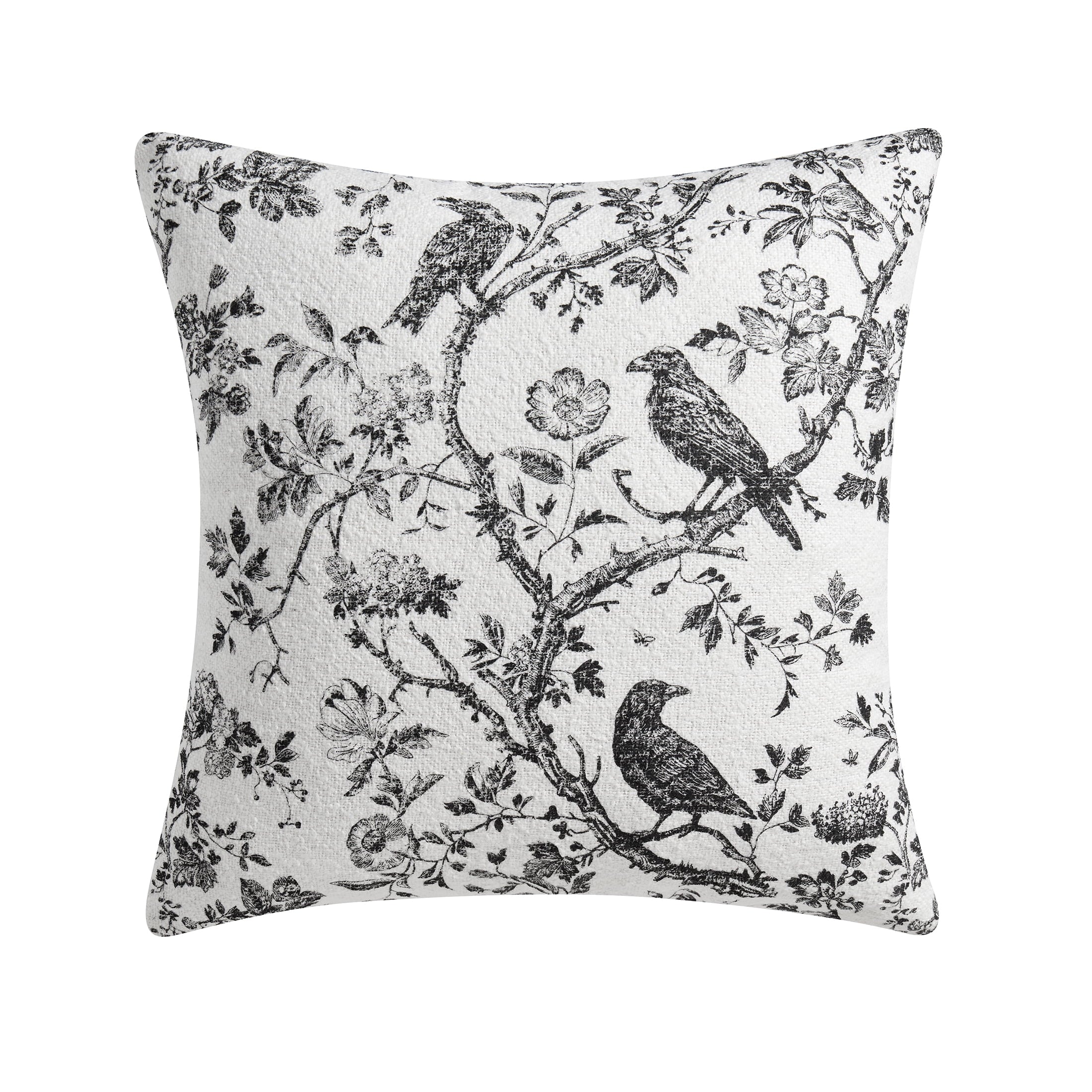 My Texas House Halloween Raven Toile Decorative Pillow, Ivory and Black, 20" x 20"