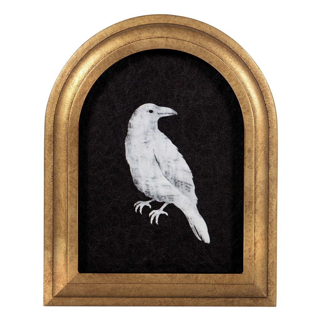My Texas House B&W Crow Halloween Art 8x10 Antique Gold Arch MDF Framed Antique Paper