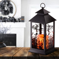 National Tree Company Halloween Lantern with LED Lights, Carved Images of Witches, Haunted House, 12 inches