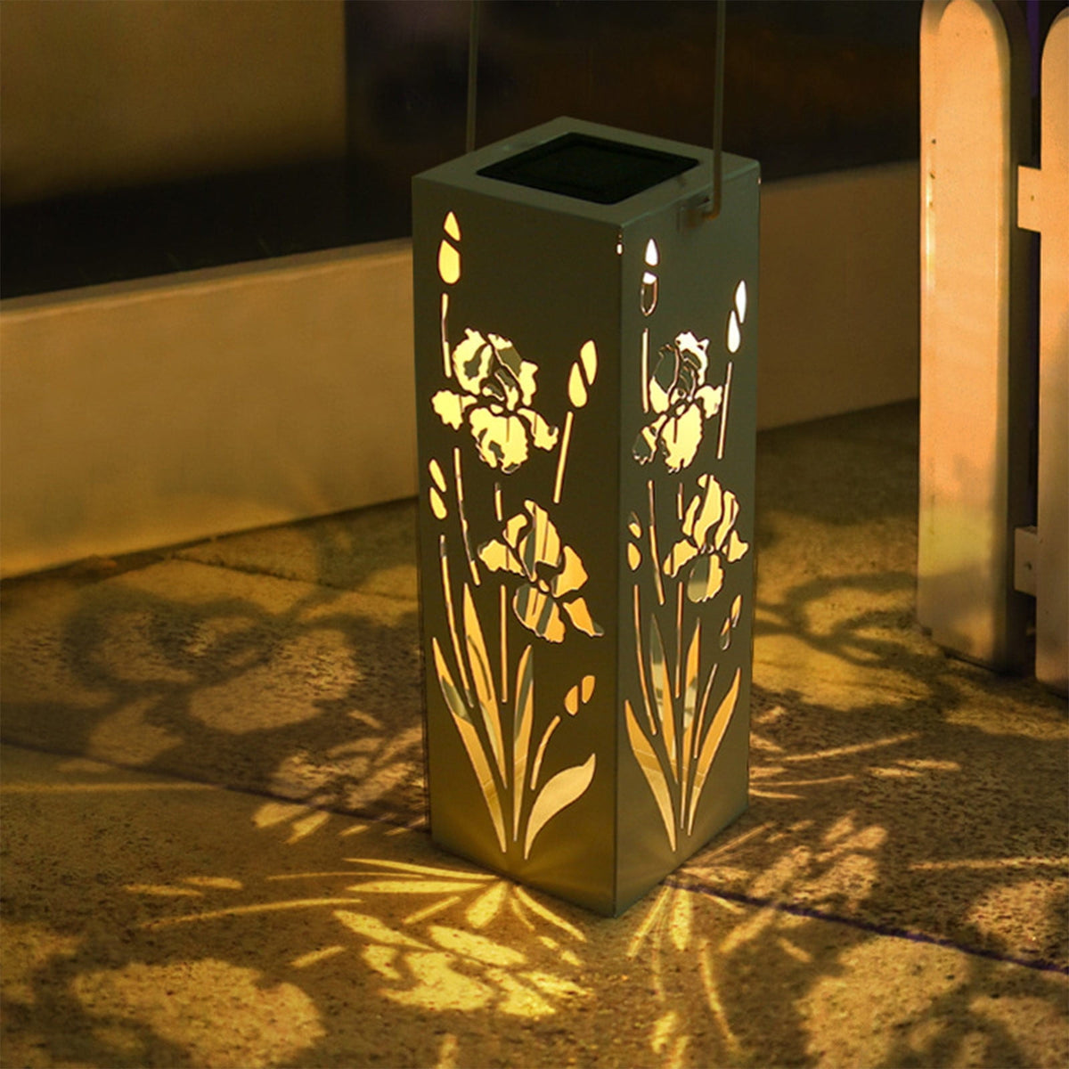 Neorosiri Solar Rose Lantern Outdoor Decor - Waterproof Iron Hollow LED Light with Vintage Floral Cutouts, IP65 Weatherproof for Garden/Patio/Wedding (Black, 1.36lb)
