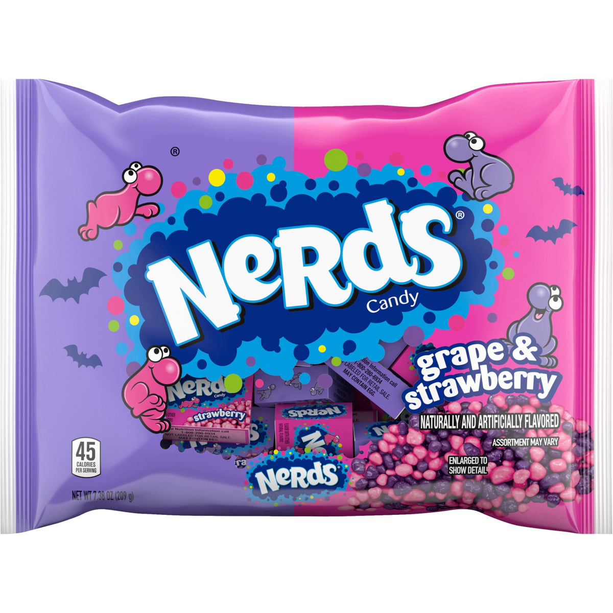 Nerds Grape & Strawberry Candy, Halloween Mini Candies, Classic Nerds, 7.38 oz