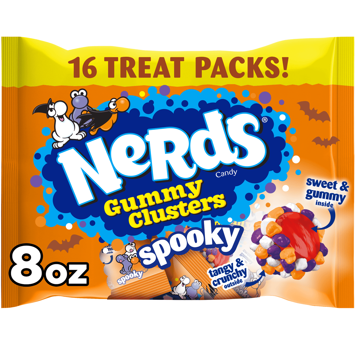 Nerds Spooky Gummy Clusters, Trick-or-Treat Halloween Candy, Nerds Gummy Candies, 8 oz, 16 Count
