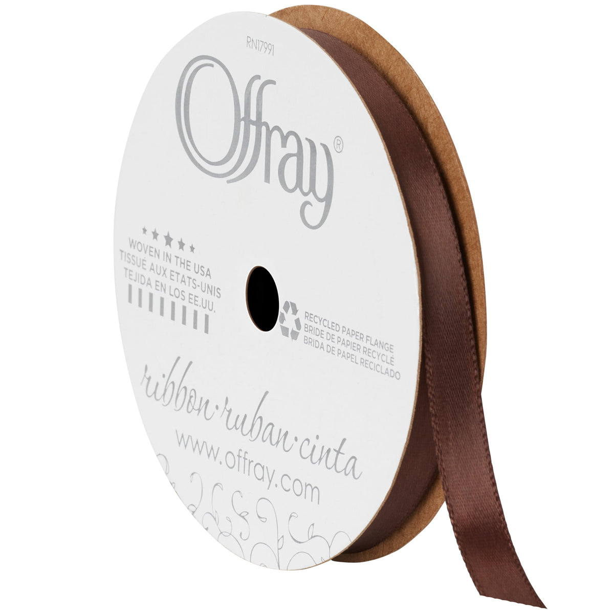 Offray Ribbon, Red Wine 3/8 inch Single Face Satin Polyester Ribbon, 18 feet