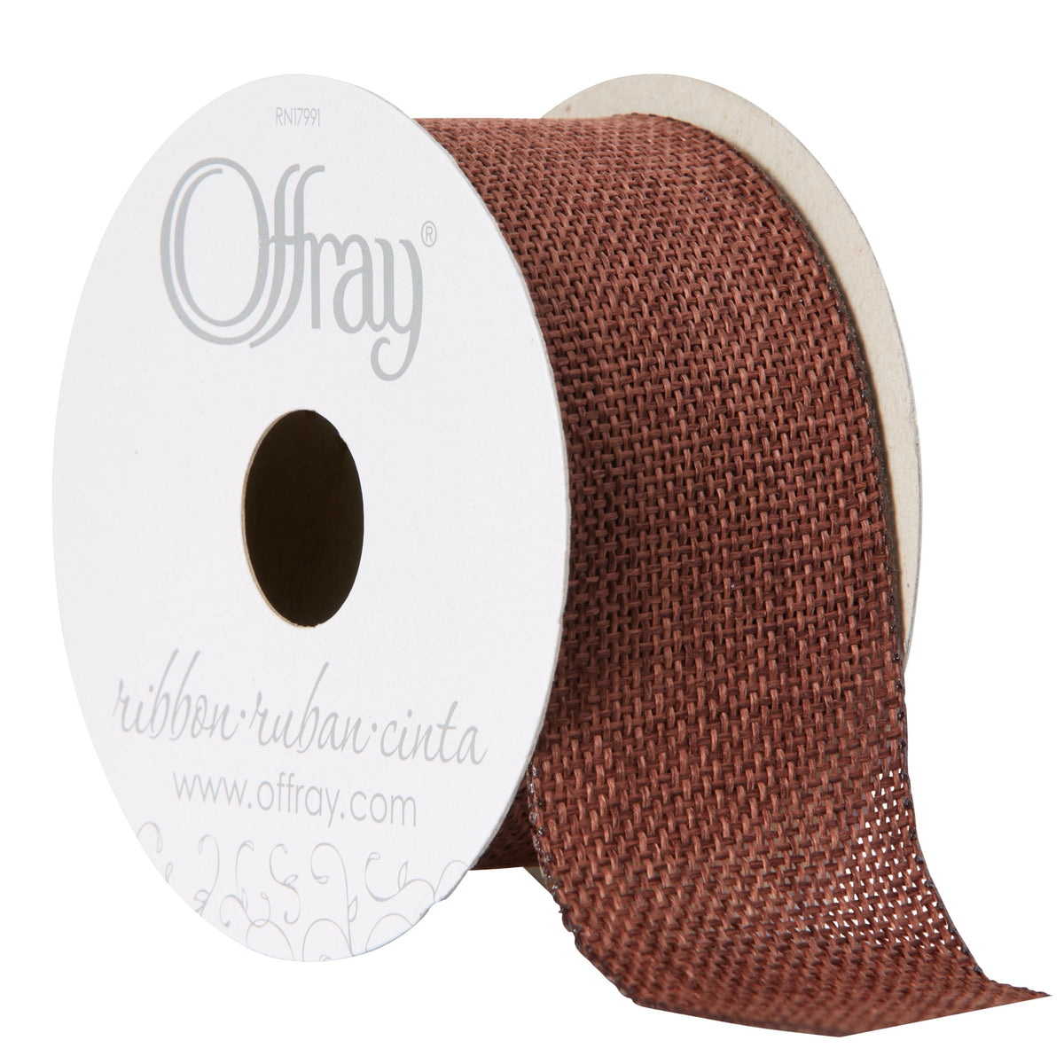 Offray Ribbon, Torrid Orange 1 1/2 inch Woven Burlap Woven Ribbon, 9 feet