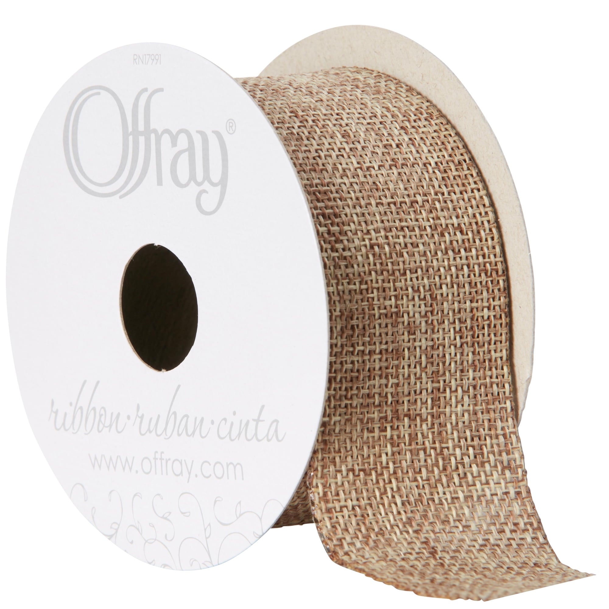 Offray Ribbon, Torrid Orange 1 1/2 inch Woven Burlap Woven Ribbon, 9 feet