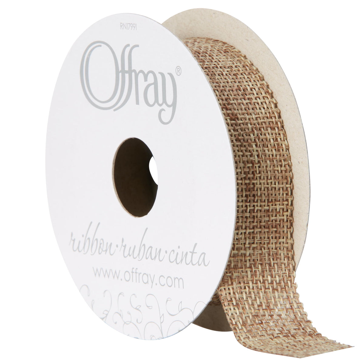 (3 pack) Offray Ribbon, Natural 7/8 inch Woven Burlap Woven Ribbon for Crafts, Gifting, and Wedding, 9 feet, 1 Each