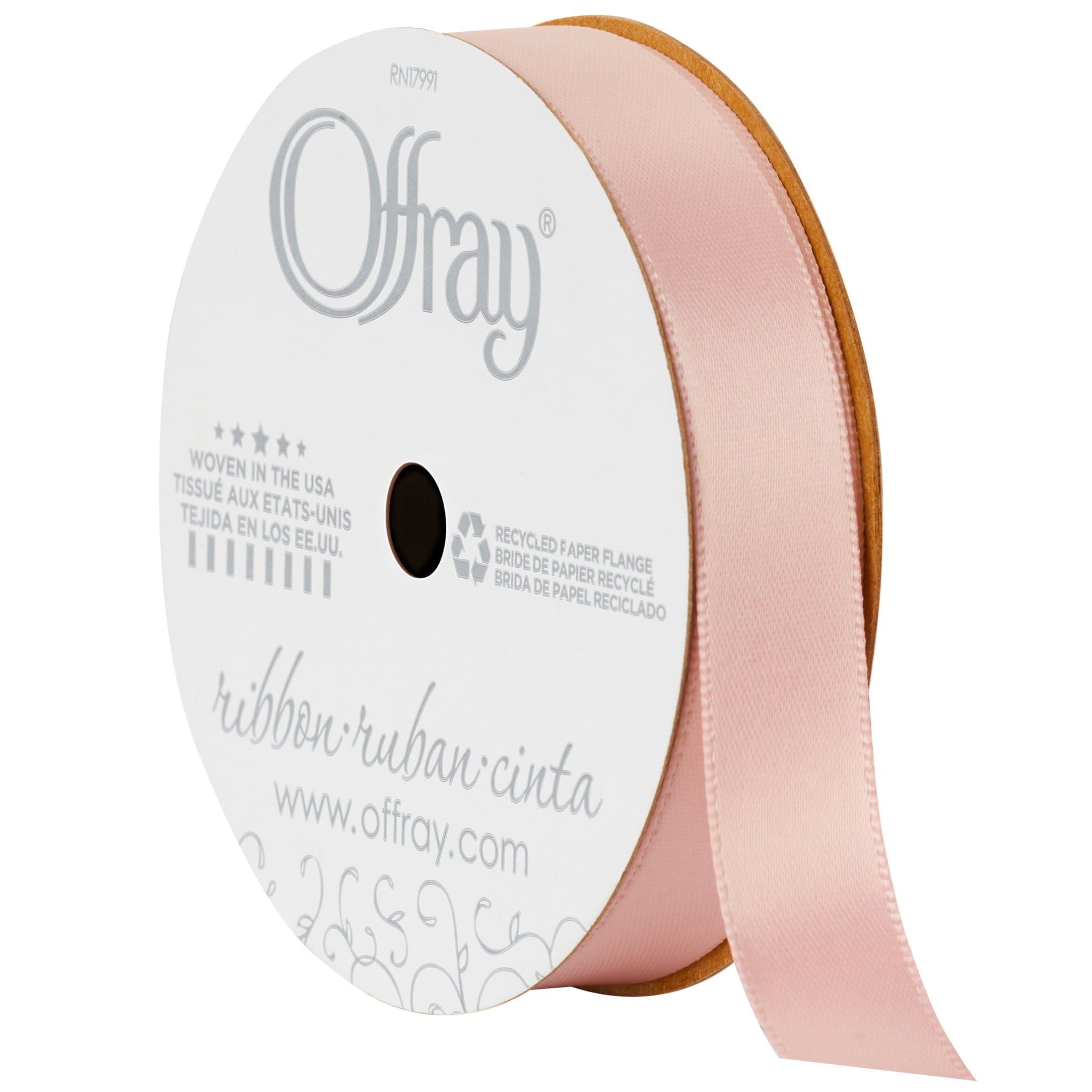 (3 pack) Offray Ribbon, Pink 5/8 inch Double Face Satin Ribbon for Sewing, Crafts, and Wedding, 18 feet, 1 Each