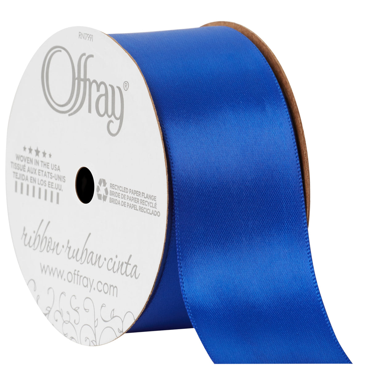 (2 pack) Offray Ribbon, Red 1 1/2 inch Double Face Satin Polyester Ribbon, 12 feet