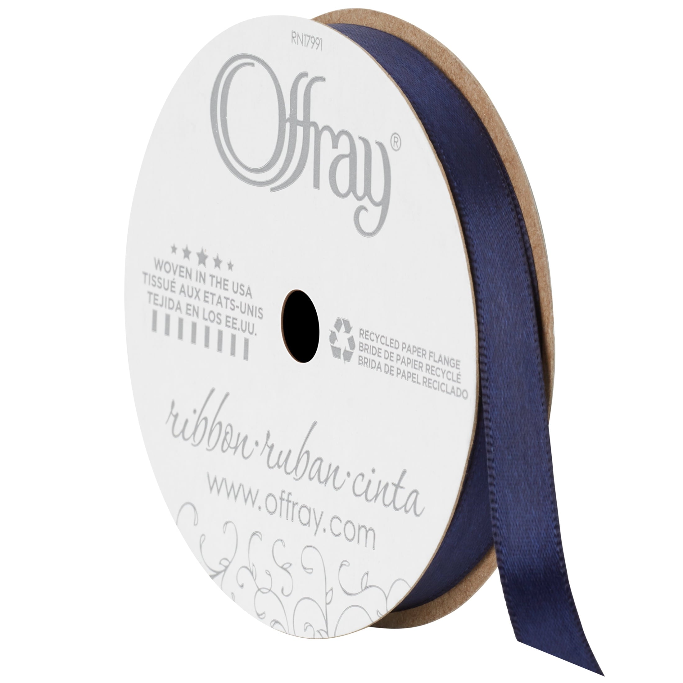 Offray Ribbon, Red Wine 3/8 inch Single Face Satin Polyester Ribbon, 18 feet
