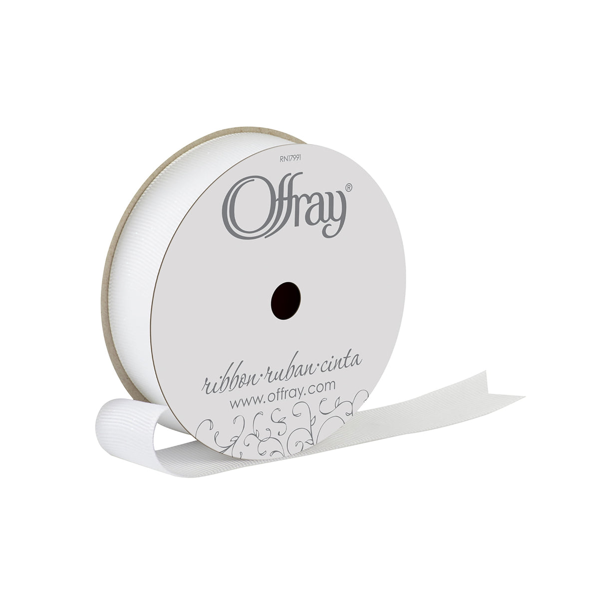 (2 pack) Offray Ribbon, White 7/8 inch Grosgrain Glitter Polyester Ribbon for Sewing, Crafts, and Gifting, 9 feet, 1 Each