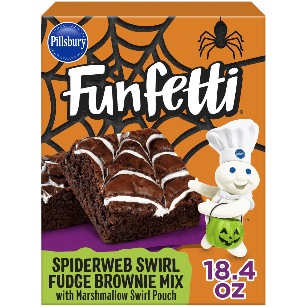 Pillsbury Funfetti Spiderweb Swirl Fudge Brownie Mix, 18.4 oz Box
