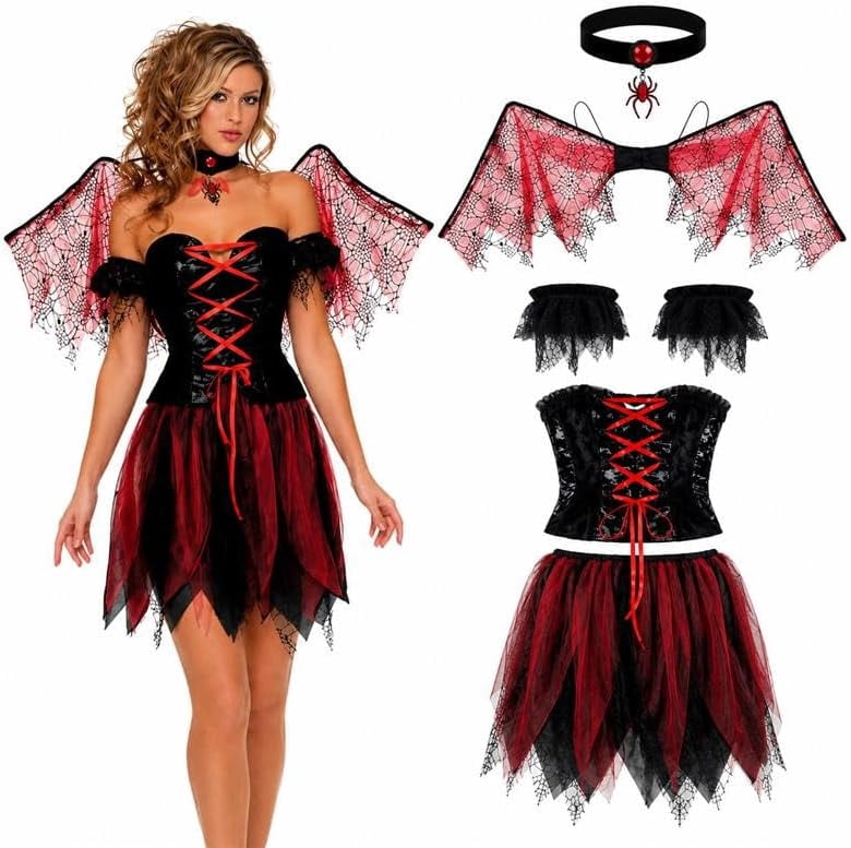PMU French Maid Halloween Costume Black White Dress with Headpiece, Plus Size Up to 22