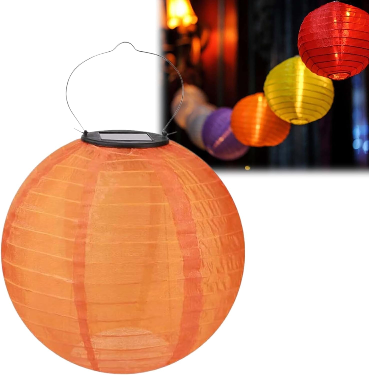 POPUQS White Solar Powered Outdoor Hanging Lanterns, Chinese Traditional 12 Inch