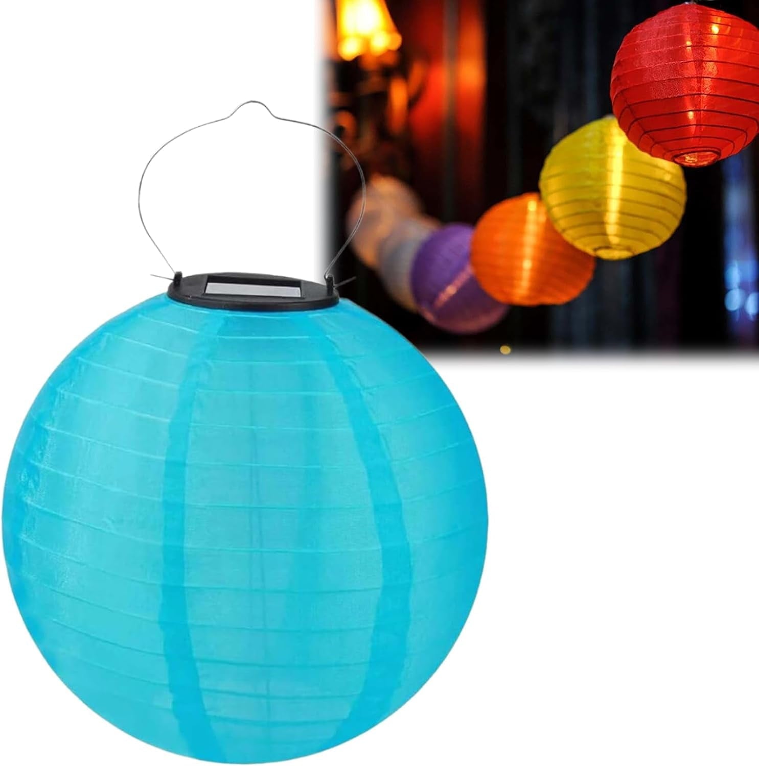 POPUQS White Solar Powered Outdoor Hanging Lanterns, Chinese Traditional 12 Inch