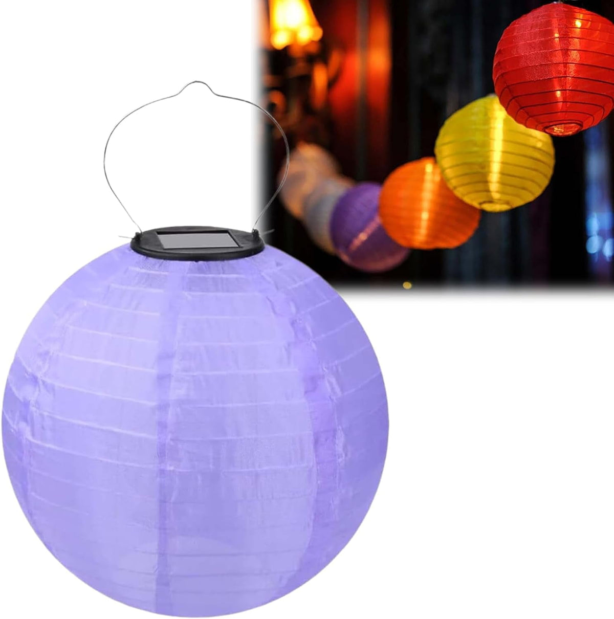 POPUQS White Solar Powered Outdoor Hanging Lanterns, Chinese Traditional 12 Inch